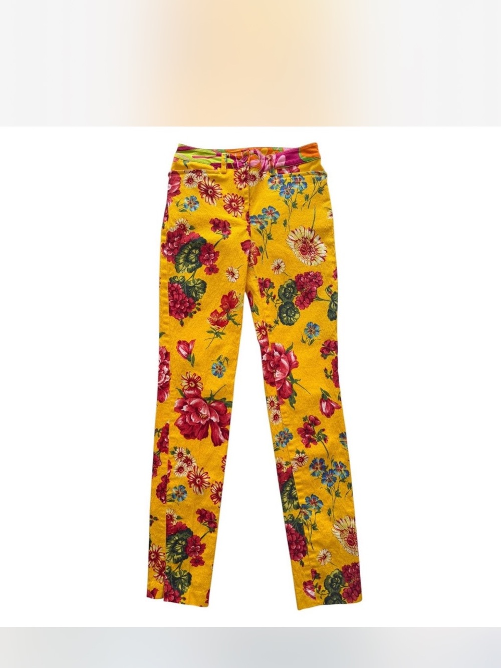 Dolce & Gabbana Yellow Floral Skinny Jeans
